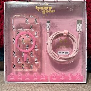 Pink Cat Phone Case and USB-C Cable Set